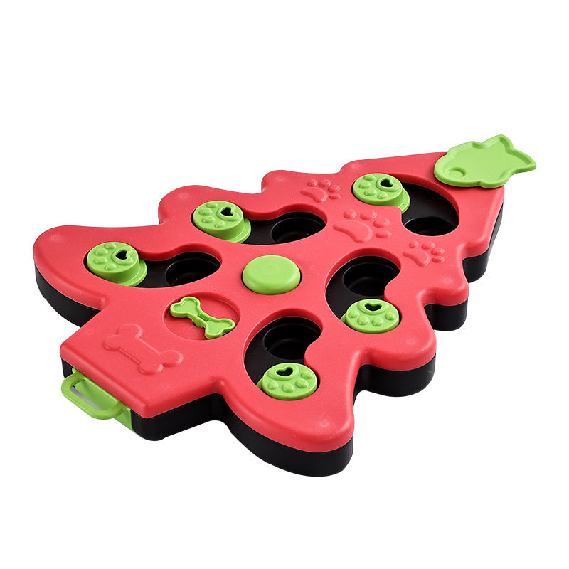 Interactive Dog Puzzle Toys Christmas Tree Dog Slow Food Bowl Funny Pet Training Toy For Dogs Cats Non-slip Dog Bowl